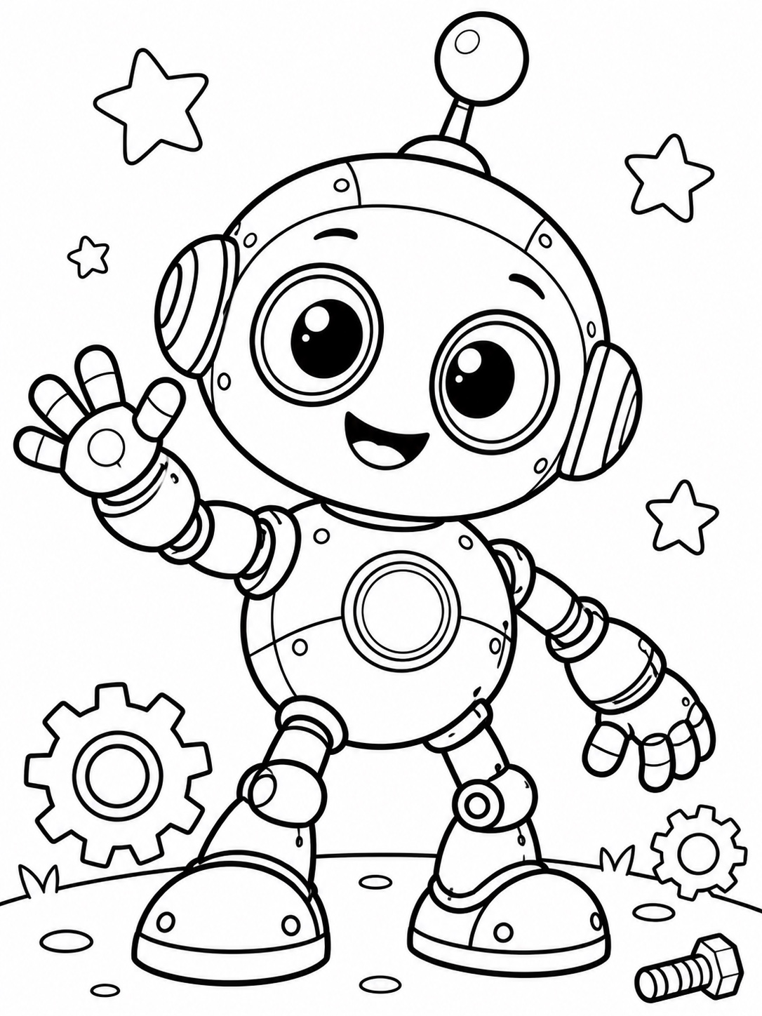 Bleep the Friendly Robot printable colouring page