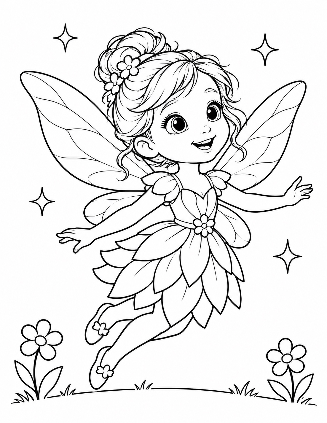 Fairy Garden Flight printable colouring page